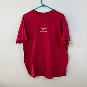 Miller High Life Red Graphic T Shirt‎ Mens XL Cotton Beer Licensed Product